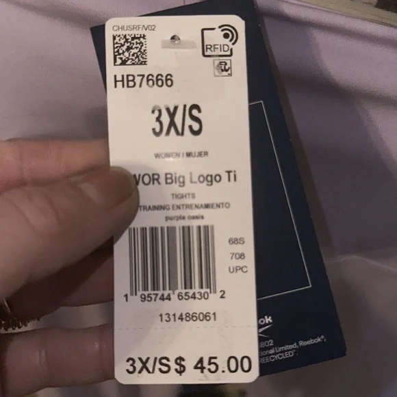 NWT Reebok big logo purple oasis training leggings full length size 3x nice - Picture 3 of 6